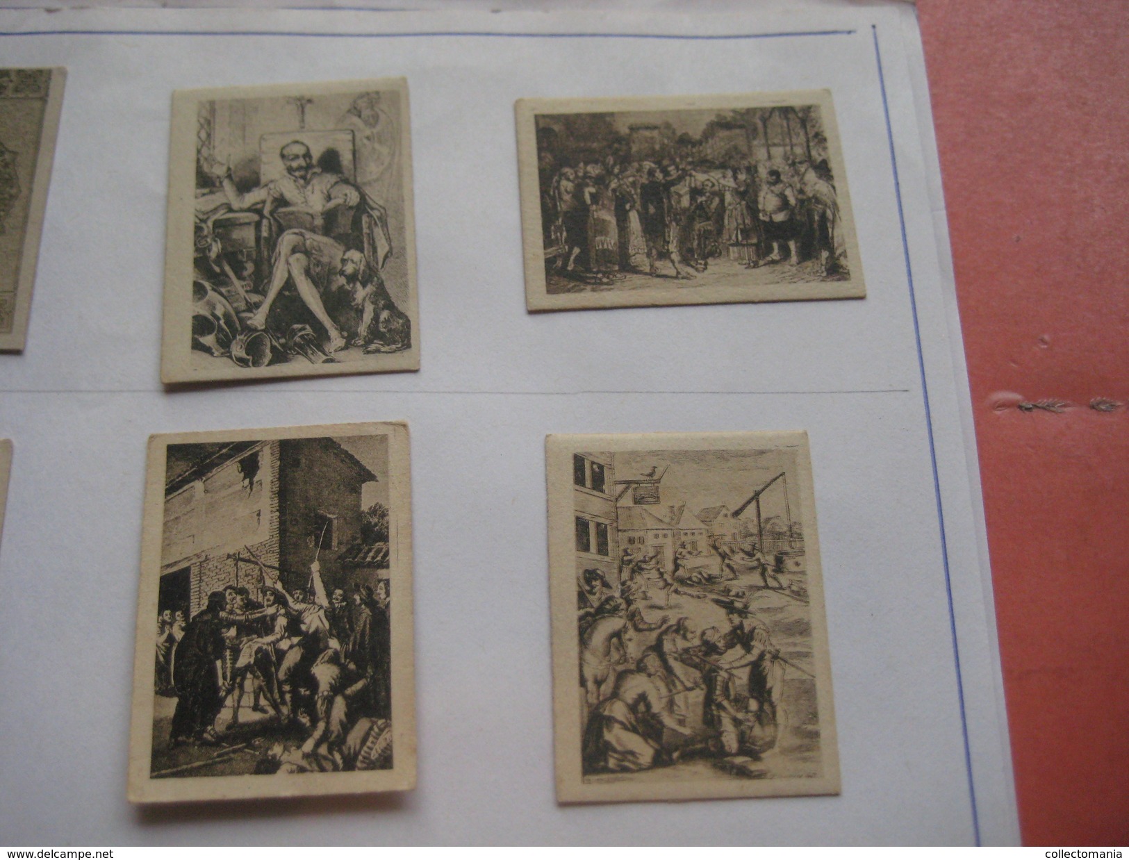 79 Figuritas diff Thomas - Barcelona. Figuras De Cervantes ORIGINALES (3,3 x 4,5 cms.) glued down with paperstrip LITHO