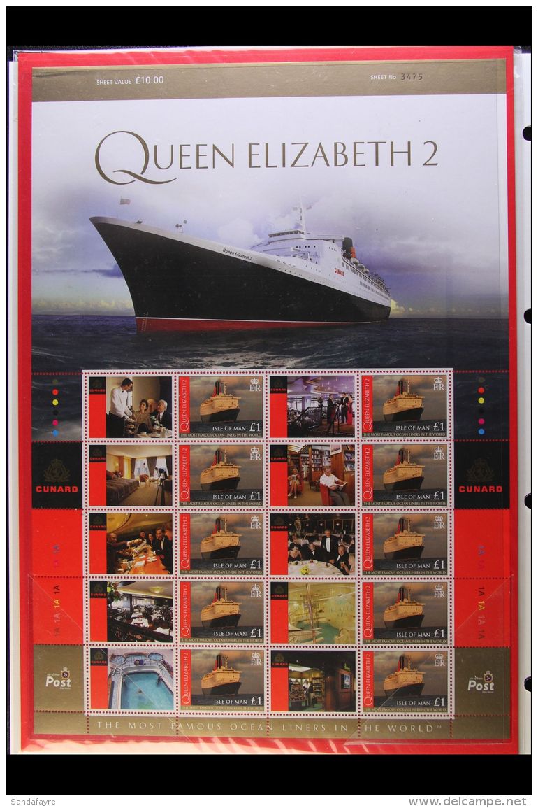 ISLE OF MAN 2008 Cunard Ocean Liner Sheetlets Set, SG 1405/1405b, Each Sheet With Ten X &pound;1 Values &amp;... - Other & Unclassified