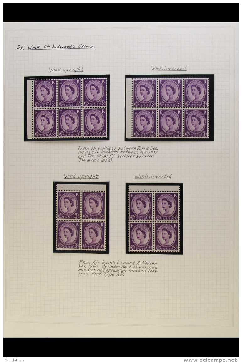 1952-1960 3d LILAC BOOKLET PANES. SPECIALIZED NEVER HINGED MINT COLLECTION Of All Different Complete Booklet Panes... - Other & Unclassified