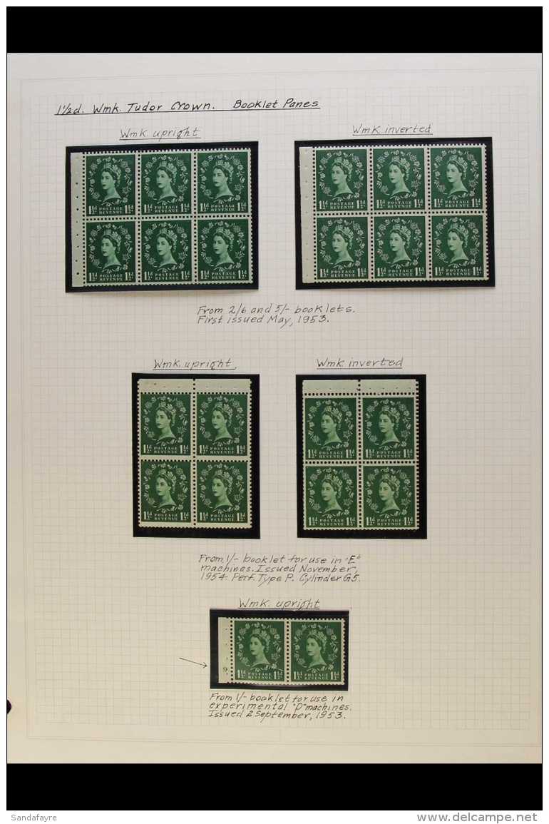 1952-1960 1&frac12;d GREEN BOOKLET PANES. SPECIALIZED NEVER HINGED MINT COLLECTION Of All Different Complete... - Other & Unclassified