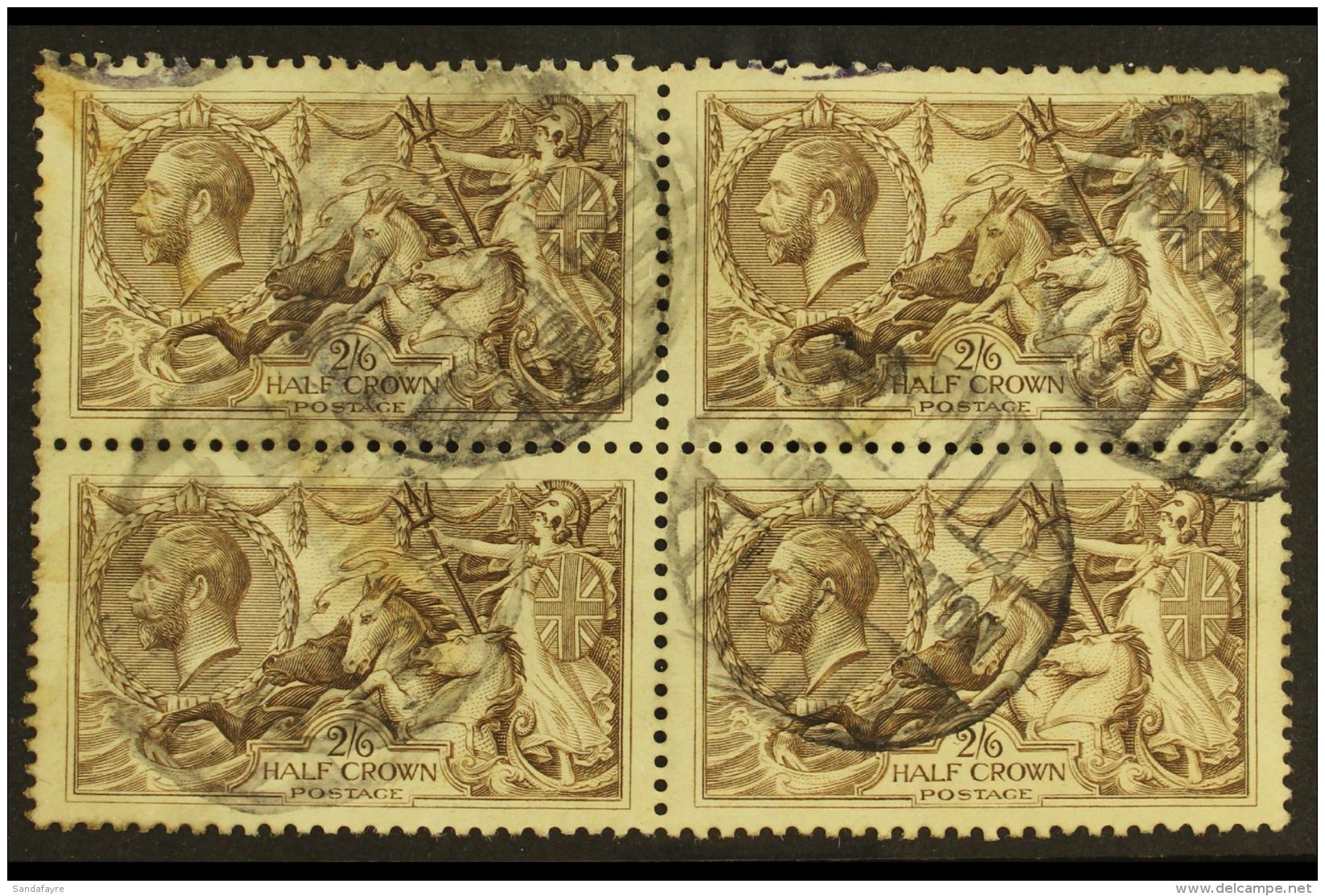 1918-19 2s6d Reddish Brow, B.W. Printing, Block Of 4, SG 415, Used, Cat.&pound;300+. For More Images, Please Visit... - Non Classés
