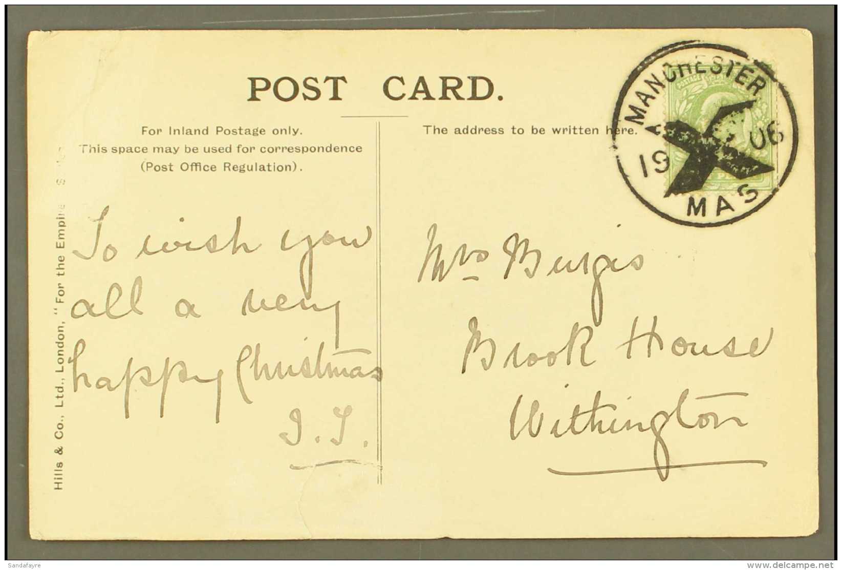 POSTED IN ADVANCE FOR CHRISTMAS DAY 1906 Manchester Type 4 Cds, Fine Strike On Postcard. For More Images, Please... - Zonder Classificatie