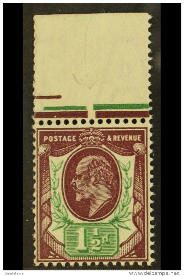 1911-13 1&frac12;d Deep Plum And Deep Green Somerset House, SG Spec M10(6), Never Hinged Mint With Sheet Margin At... - Unclassified