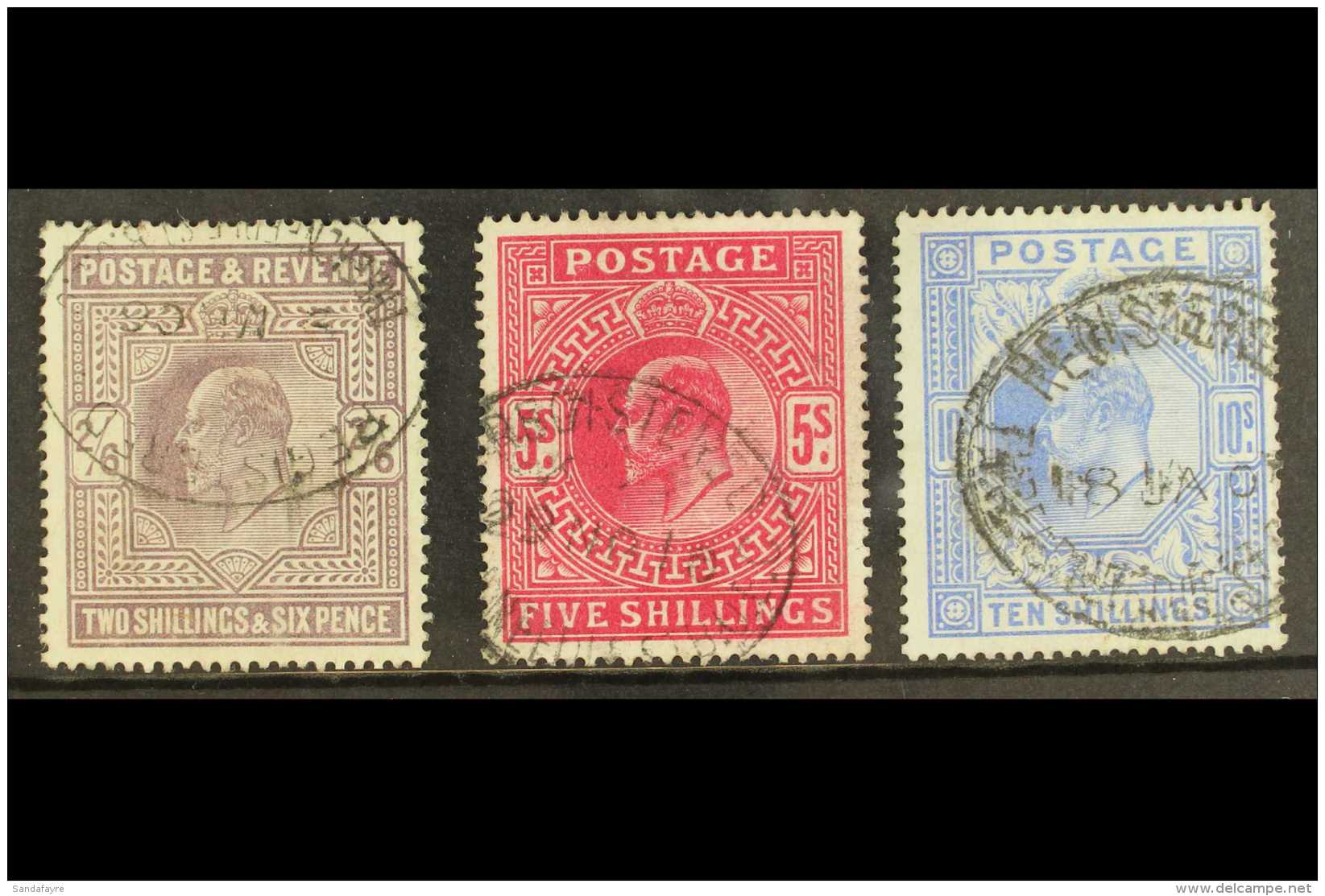 1902-10 2s 6d, 5s &amp; 10s De La Rue Printings, SG.260, 263 &amp; 265, Fine To Very Fine Used With Light... - Unclassified