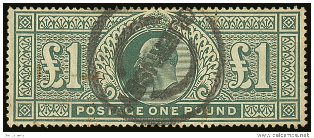 1902 &pound;1 Dull Blue Green SG 266, With Neat Guernsey Circular Cancel, Minor Faults.  For More Images, Please... - Zonder Classificatie