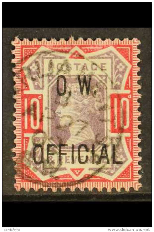 OFFICIALS 1896 10d Dull Purple And Carmine  "O. W. OFFICIAL", SG O35, Fine Used With Parliament St Cds Cancel. For... - Autres & Non Classés