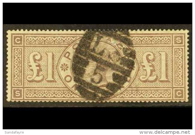 1884 &pound;1 Brown-lilac Watermark Crowns, SG 185, Fine Used With Barred Numeral Cancel, Nice Colour And Full... - Autres & Non Classés