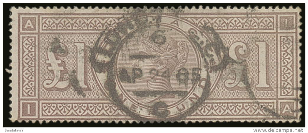 1884 &pound;1 Brown - Lilac Wmk Crowns, SG 185, Very Good Used. Pressed Vertical Crease Not Visible From Front,... - Autres & Non Classés