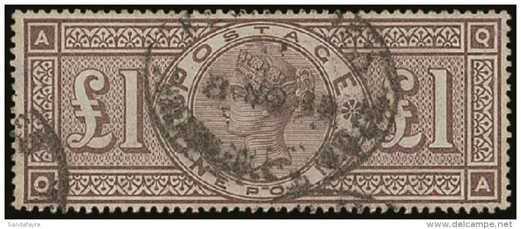 1884 &pound;1 Brown-lilac Wmk Crowns, SG 185, Fine Used With Good Colour, Full Perfs &amp; Light Oval Registration... - Other & Unclassified