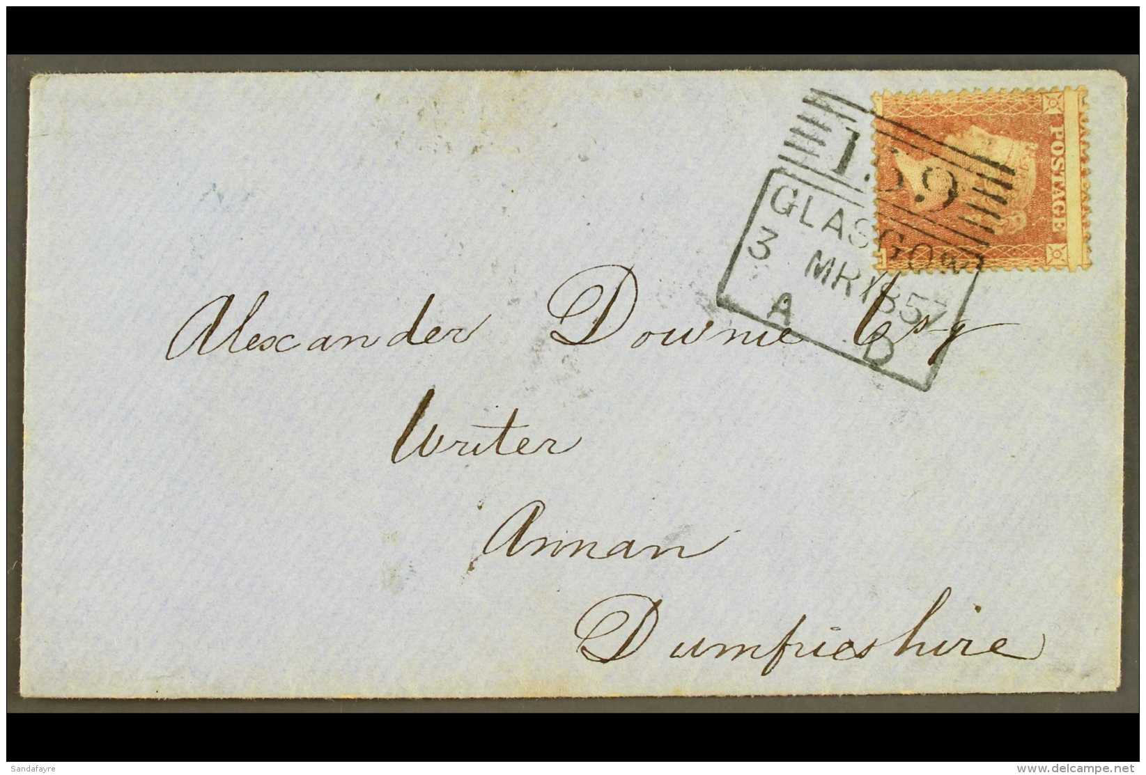 1857 MADELEINE SMITH EXPERIMENTAL POSTMARK (March) Envelope To Annan, Bearing 1d Red Tied Fine Clear Strike. For... - Other & Unclassified