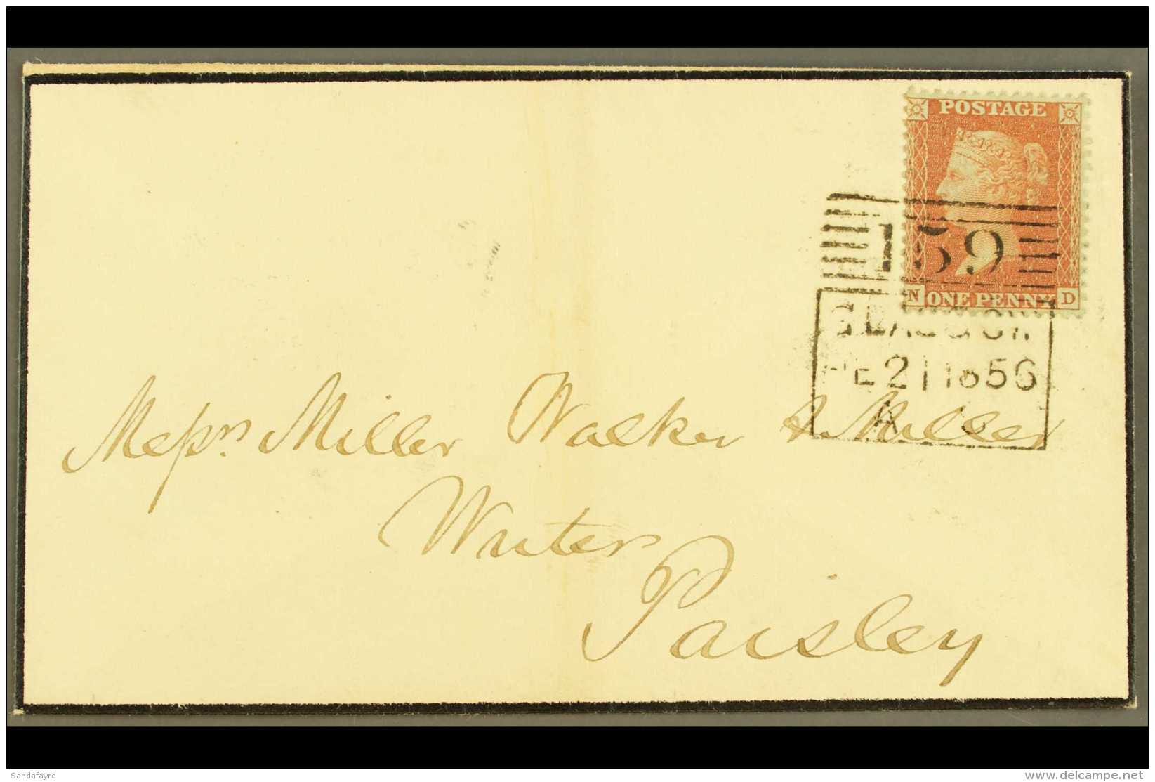 1856 MADELEINE SMITH EXPERIMENTAL POSTMARK (Feb) Envelope To Paisley, Bearing 1d Red Tied By Good Upright Strike. ... - Andere & Zonder Classificatie