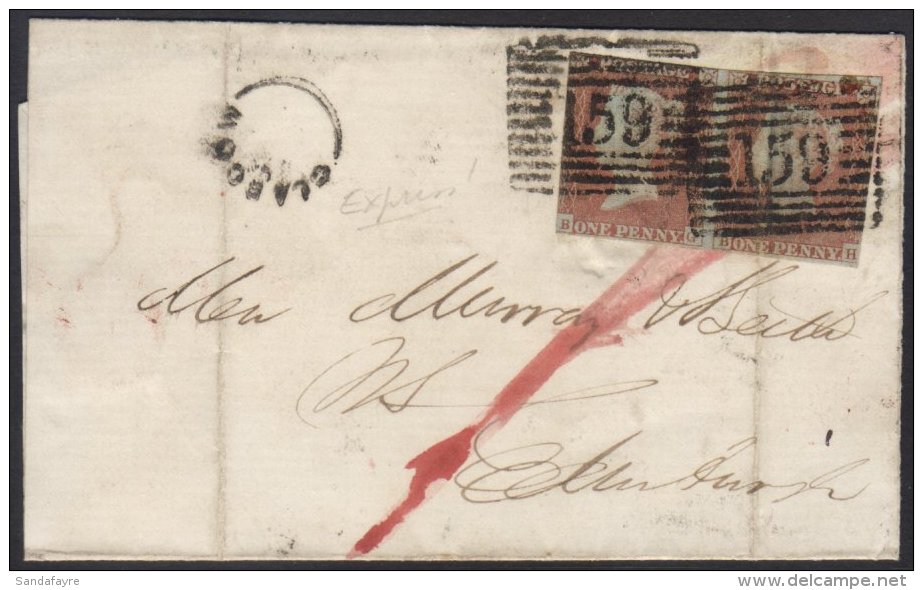 1851 GLASGOW INSPECTORS HANDSTAMP ON EXPRESS LETTER (October) Wrapper To Edinburgh, Bearing 1d Red Pair (postage... - Other & Unclassified