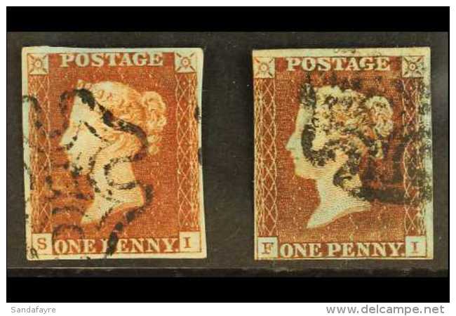 1841 PENNY RED "BLACK" PLATES 1d Red-brown From "Black" Plate 5, Two Examples "FI" &amp; "SI" SG 7, Good To Fine... - Autres & Non Classés