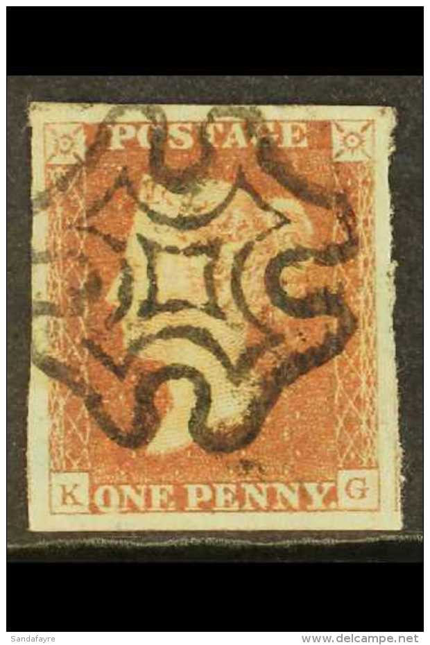 1841 1d Red- Brown 'KG' Plate 9 (shows Strong Guideline Through "ONE PENNY"), SG 7, Superb Used With 4 Large Neat... - Andere & Zonder Classificatie