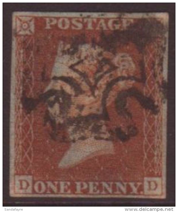 1841 1d Red Brown Plated From "Black" Plate 2, SG 7, Fine Used With Clear Margins All Round, Black M/C Cancel. For... - Andere & Zonder Classificatie