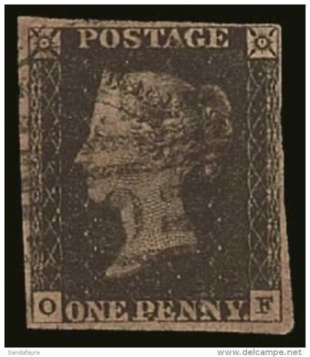 1840 UNUSUAL LATE POSTMARK. 1d Black 'OF' Plate 1b, SG 2, Finely Used With London District 1857 Type Cancel, Four... - Unclassified
