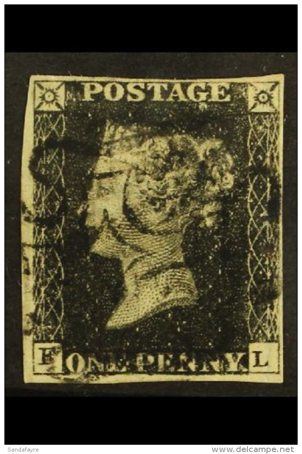 1840 1d Black 'FL', Plate 9, Fine Used With Four Good To Close Margins And Black Maltese Cross Cancel.  For More... - Zonder Classificatie