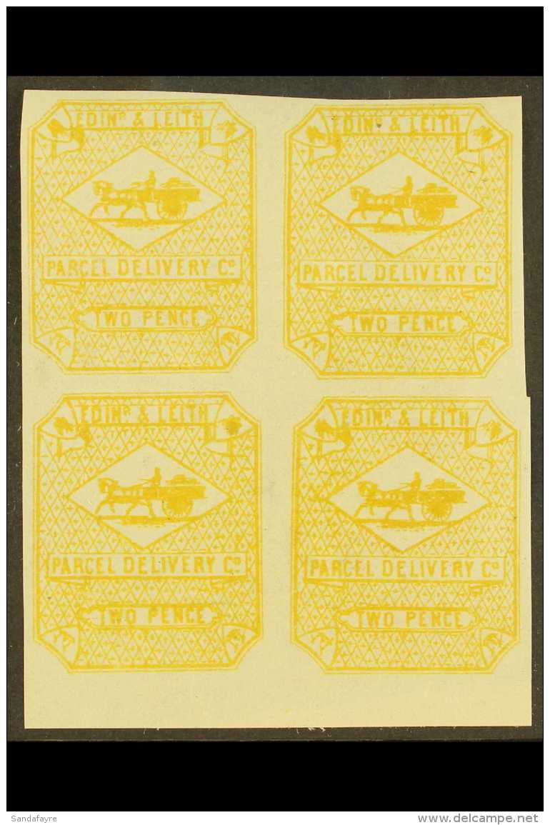 CIRCULAR DELIVERY COMPANY LOCAL STAMPS EDINBURGH &amp; LEITH 1866 2d Yellow Imperf, SG Spec CD18, Mint BLOCK Of 4,... - Other & Unclassified