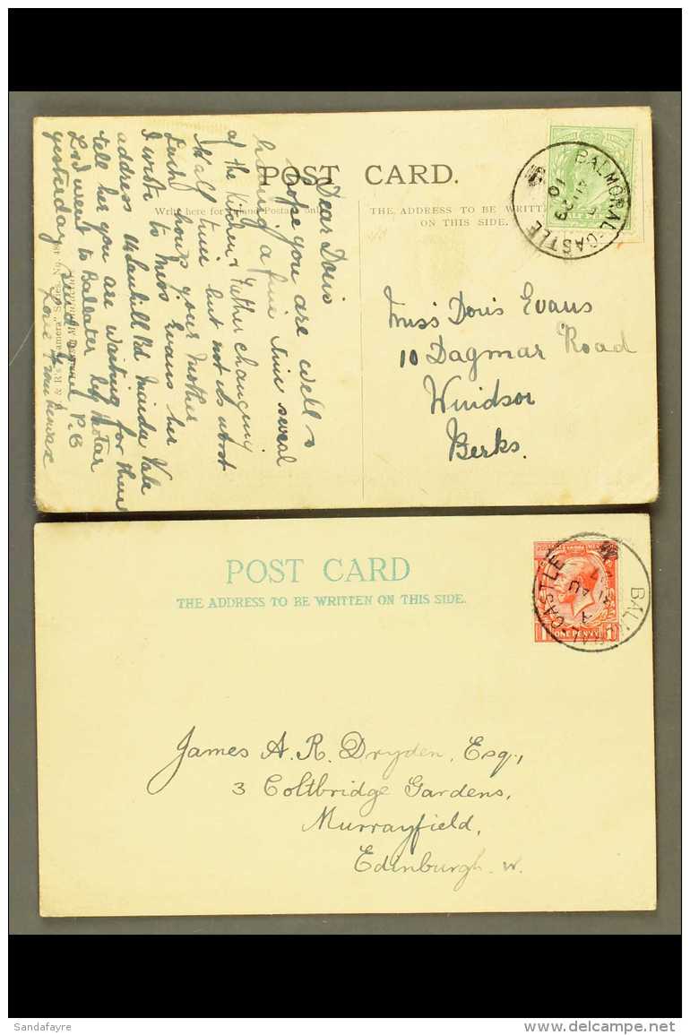 ROYAL HOUSEHOLD MAIL - BALMORAL CASTLE CDS'S 1910 And 1927 Postcards With Good Clear Strikes. (2) For More Images,... - Autres & Non Classés