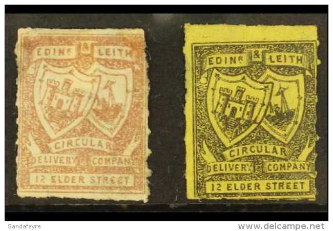 CIRCULAR DELIVERY COMPANY LOCAL STAMPS EDINBURGH &amp; LEITH 1867 &frac14;d Red-brown &amp; &frac14;d Black On... - Other & Unclassified