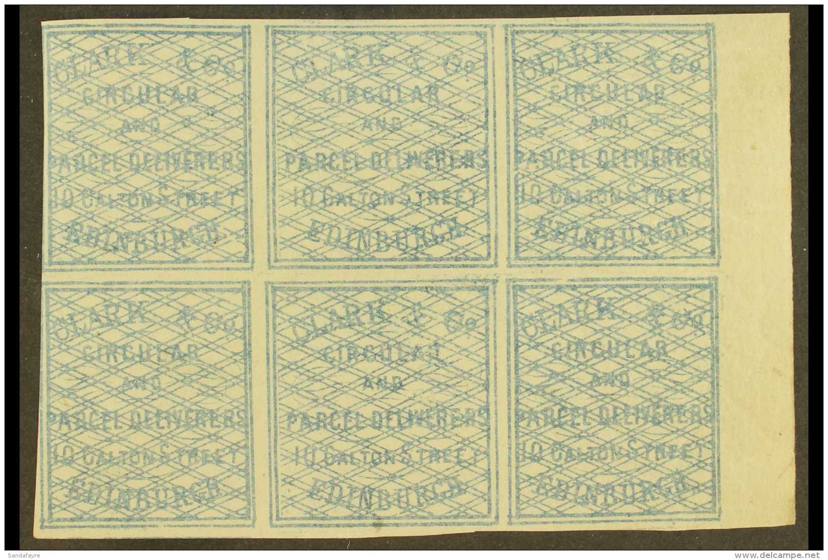 CIRCULAR DELIVERY COMPANY LOCAL STAMPS CLARK &amp; CO. EDINBURGH 1866 (&frac14;d) Blue, SG Spec CD3, Fine Never... - Autres & Non Classés