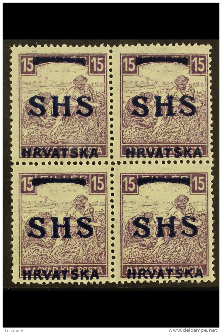 1918 ISSUES FOR CROATIA. 15f Violet Harvester With White Figures Of Value (Michel 63, SG 60), Fine Mint (two... - Andere & Zonder Classificatie