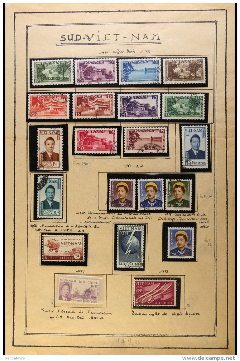 1951-1974 COMPREHENSIVE ALL DIFFERENT COLLECTION On Leaves, Fine Mint (some Never Hinged) Or Used Stamps, Almost... - Vietnam