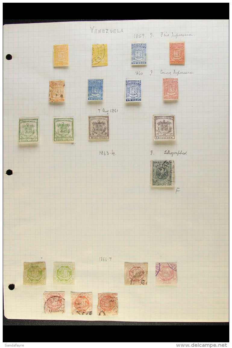 1859-1930 Mint And Used Old Time Collection On Pages, Includes 1859 (fine Impression) &frac12;r, 1r, And 2r Mint,... - Venezuela