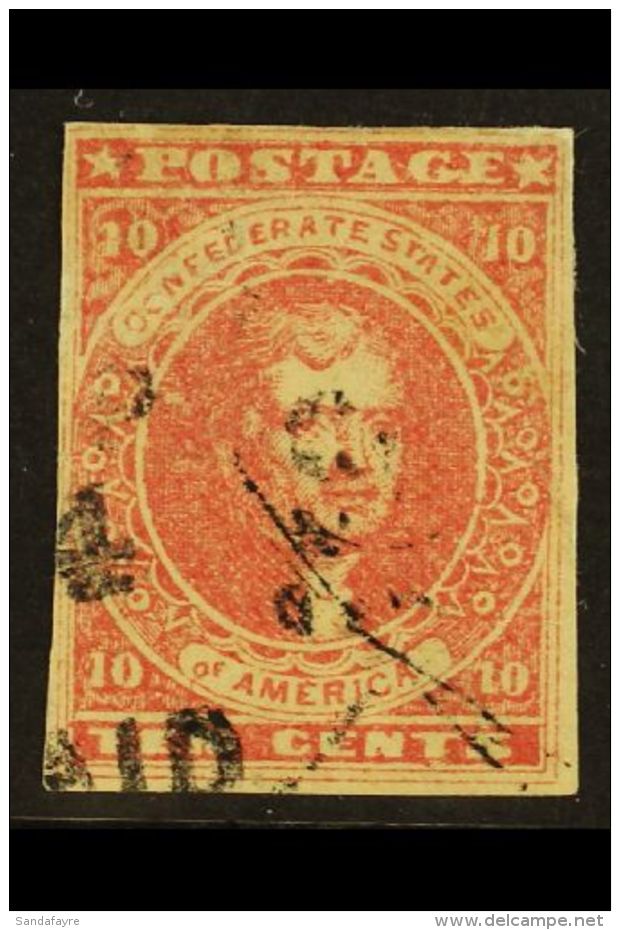 GENERAL ISSUES 1862 10c Deep Rose (SG 6, Sc 5), Very Fine Used With 4 Margins. For More Images, Please Visit... - Andere & Zonder Classificatie