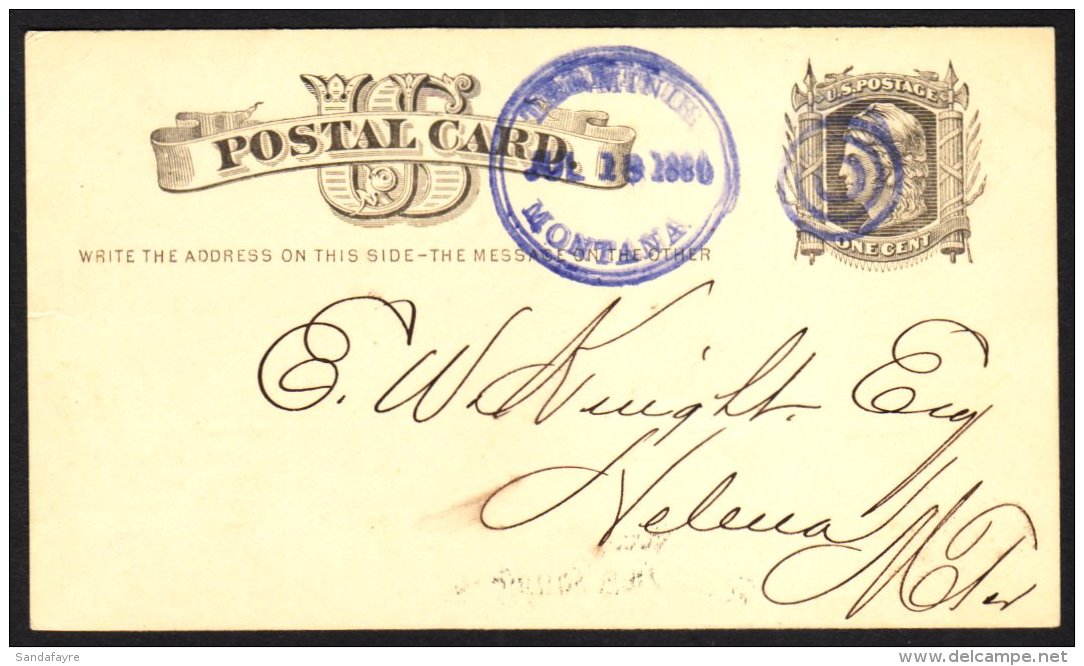 1880 1c. Postal Stationery Card To Helena Bearing Terminus Montana/Jul 18 Target Cancel (renamed Dillon When... - Other & Unclassified