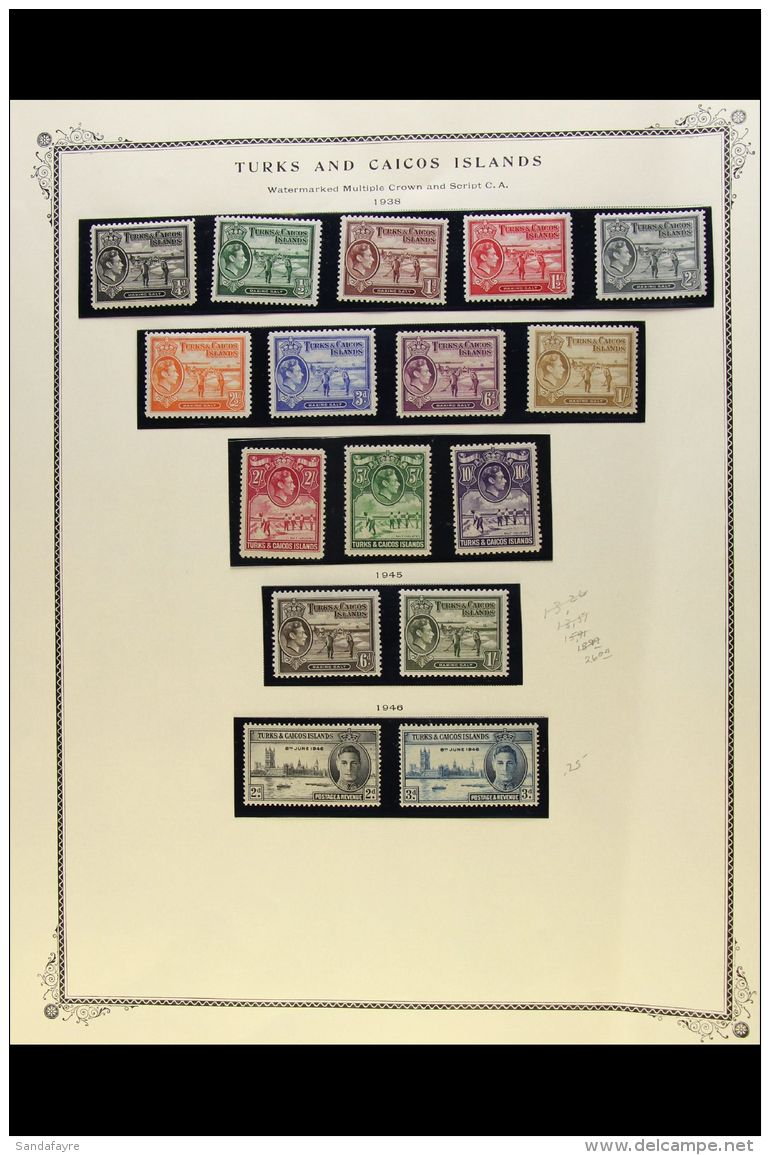 1938-50 COMPLETE FINE MINT COLLECTION On Dedicated Album Pages, Complete From The 1938-45 Definitives To The 1950... - Turks & Caicos (I. Turques Et Caïques)