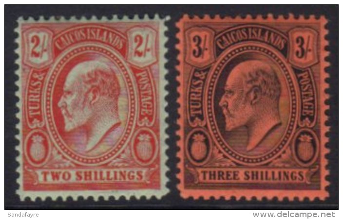 1909-11 2s Red &amp; Green And 3s Black &amp; Red, SG 125/126, Very Fine And Fresh Mint. (2 Stamps) For More... - Turks & Caicos (I. Turques Et Caïques)
