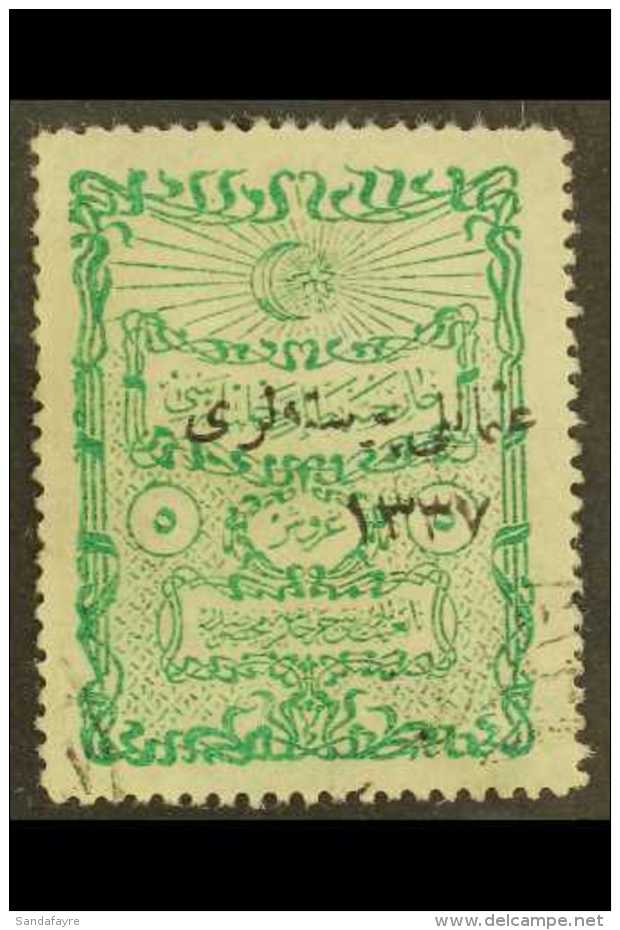 1921 5k Green "Ottoman Posts" Typo Ovpt On Ministry Of Foreign Affairs Stamp, Isfila 1035, Superb Used. For More... - Other & Unclassified