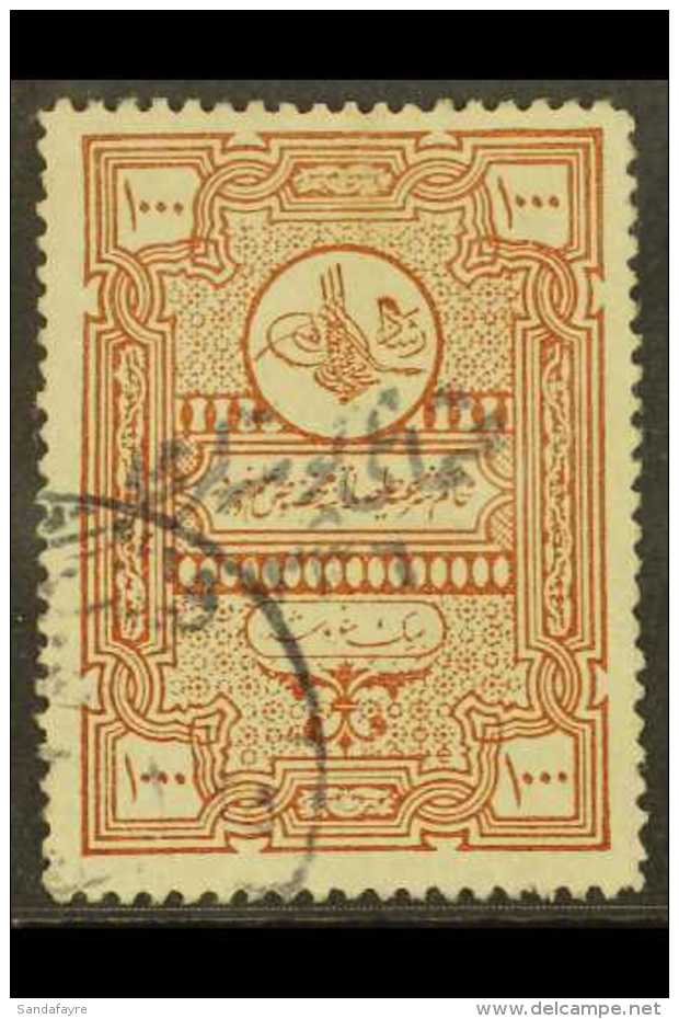 1920 1000k Red Brown "Ottoman Posts" Ovpt On Ottoman Religious Tribunal Stamp, Isfila 972 (Mi 715), Very Fine... - Other & Unclassified