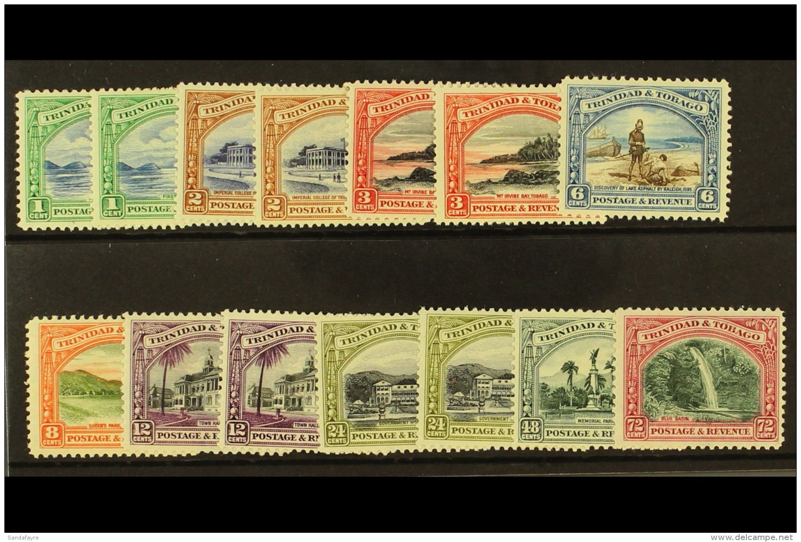 1935-37 Pictorial Set, SG 230/238, With Additional Perf 12&frac12; Values Less 6c, Fine Mint. (14) For More... - Trinidad & Tobago (...-1961)