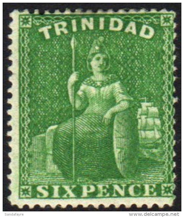 1860 6d Bright Yellow Green (clean Cut Perf 14-16&frac12;), SG 49, Very Fine Mint For More Images, Please Visit... - Trinité & Tobago (...-1961)
