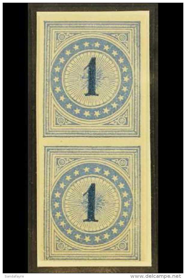POSTAGE DUE 1878 1c Blue (as Michel And Zumstein 1, SG D89), An IMPERF PROOF VERTICAL PAIR On Ungummed Paper,... - Andere & Zonder Classificatie