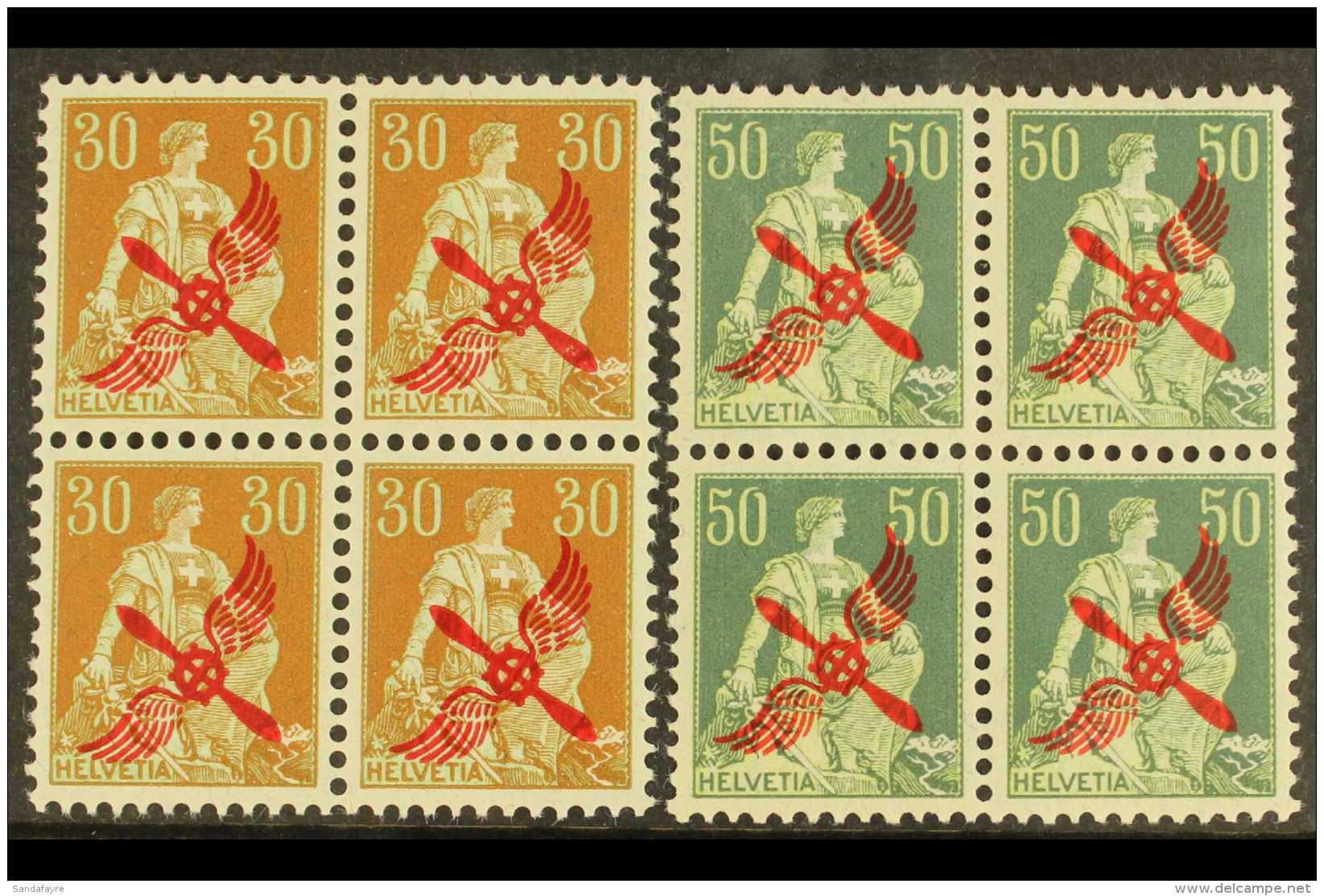 AIRMAILS 1919/1920 30c Brown Orange And Carmine, 50c Dark And Light Green, Air Mail Overprints, Mi 145, 152, In... - Andere & Zonder Classificatie