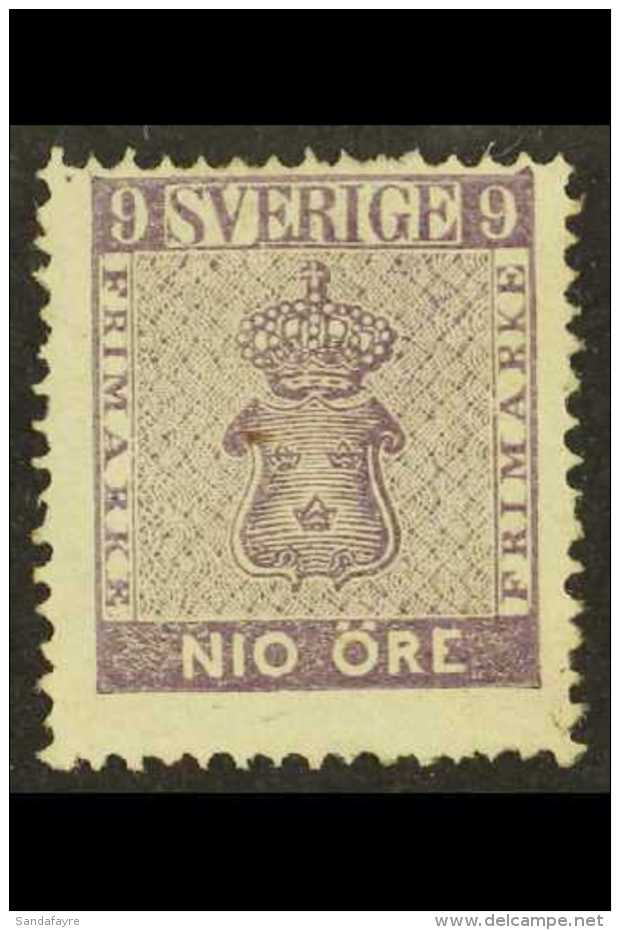 1858 9ore Purple, SG 7, Mint, Centred High But Not Perfed Into Design And Some Slight Gum Adherence. Cat SG... - Other & Unclassified