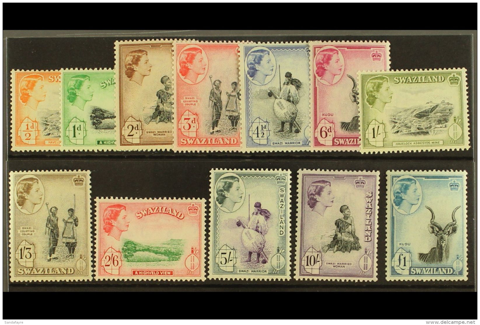 1956 Definitives Complete Set, SG 53/64, Never Hinged Mint. (12 Stamps) For More Images, Please Visit... - Swaziland (...-1967)