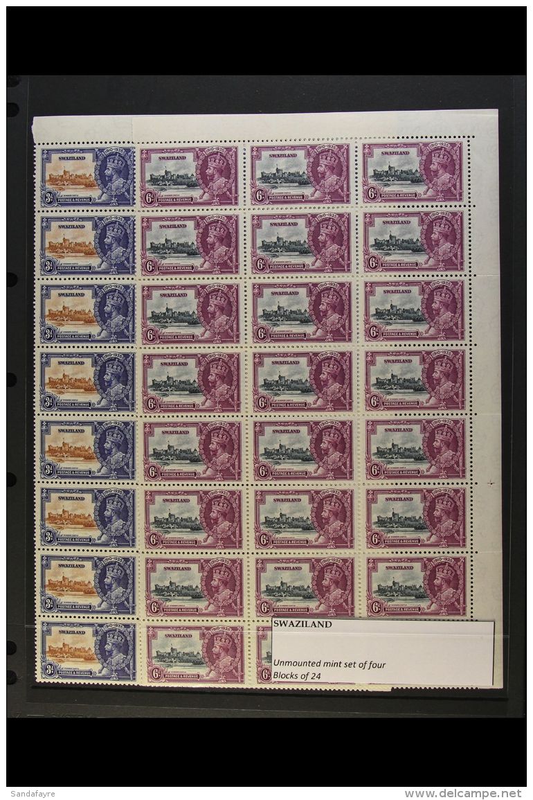 1935 Silver Jubilee Complete Set, SG 21/24, As Superb Never Hinged Mint Top Right Corner BLOCKS OF TWENTY-FOUR,... - Swaziland (...-1967)