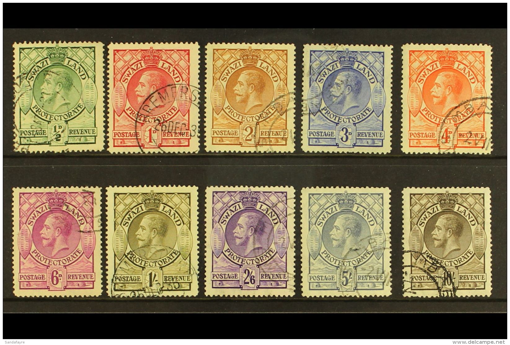 1933 KGV Definitives Set, SG 11/20, Very Fine Used (10). For More Images, Please Visit... - Swaziland (...-1967)