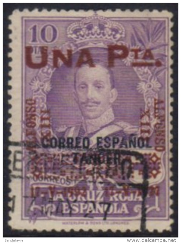 PO's IN TANGIER 1927 Coronation 1p On 10p Violet Opt In Red, Edifil 396, Fine Used, Some Shorter Perfs At Top. For... - Other & Unclassified