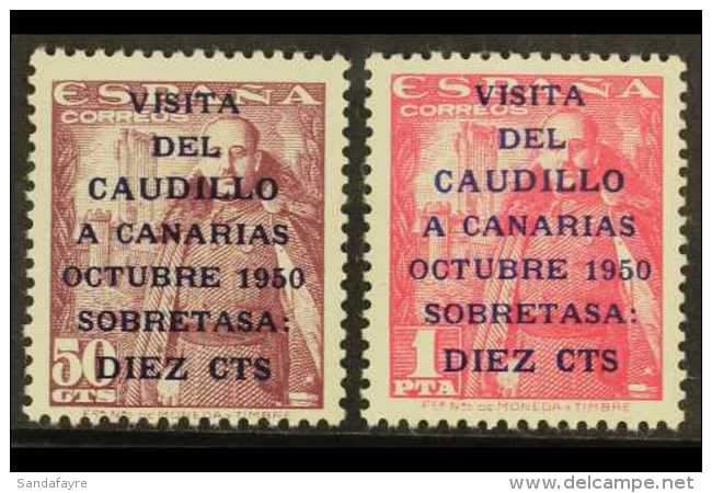 1951 Gen. Franco's Canary Is Visit Set, Both Stamps With The 14&frac34;mm "CAUDILLO" Overprint Variety, Edifil... - Other & Unclassified