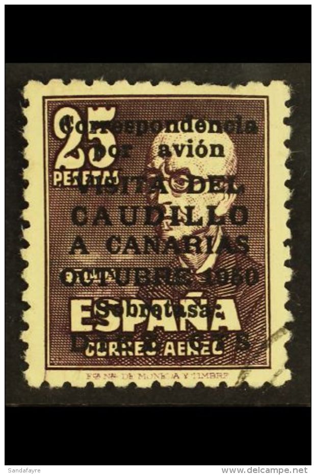 1950 10c On 25p Air Caudillo's Visit To The Canary Islands, Variety "without Control Figures", SG 1151A, Fine Used... - Autres & Non Classés
