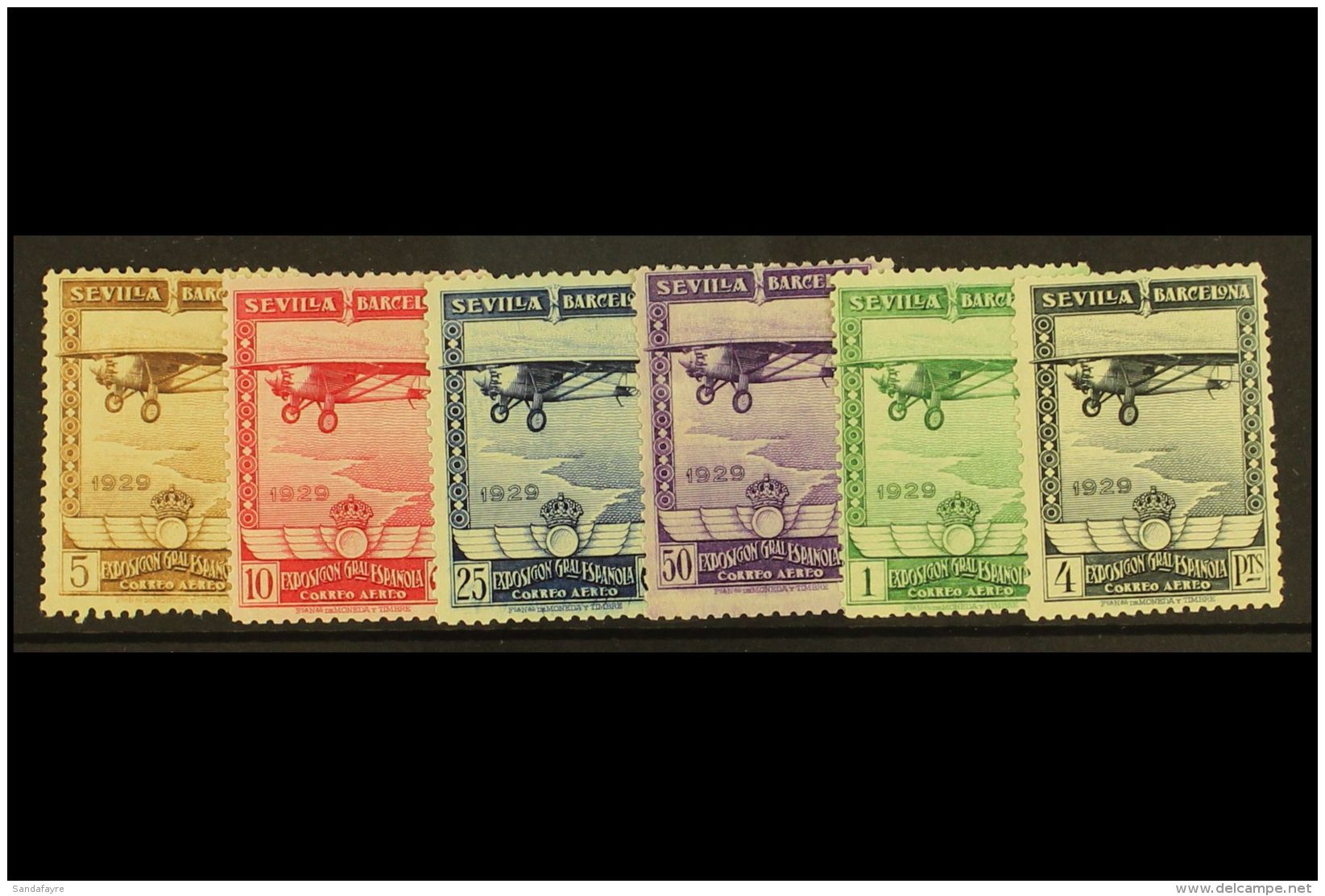 1929 Seville &amp; Barcelona Expo Air Set, SG 515/520, Very Fine Mint. (6 Stamps) For More Images, Please Visit... - Andere & Zonder Classificatie