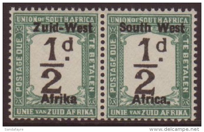 POSTAGE DUE 1923 &frac12;d Black And Green, Horizontal Pair Including "Afrika" Without Stop Variety, SG D6d, Very... - Zuidwest-Afrika (1923-1990)