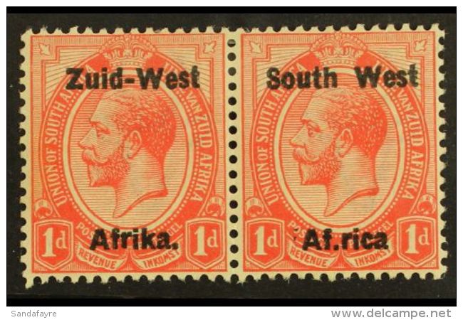 1923 1d Rose-red, Setting I, "Af.rica" OVERPRINT VARIETY, SG 2c, Very Fine Mint. For More Images, Please Visit... - South West Africa (1923-1990)