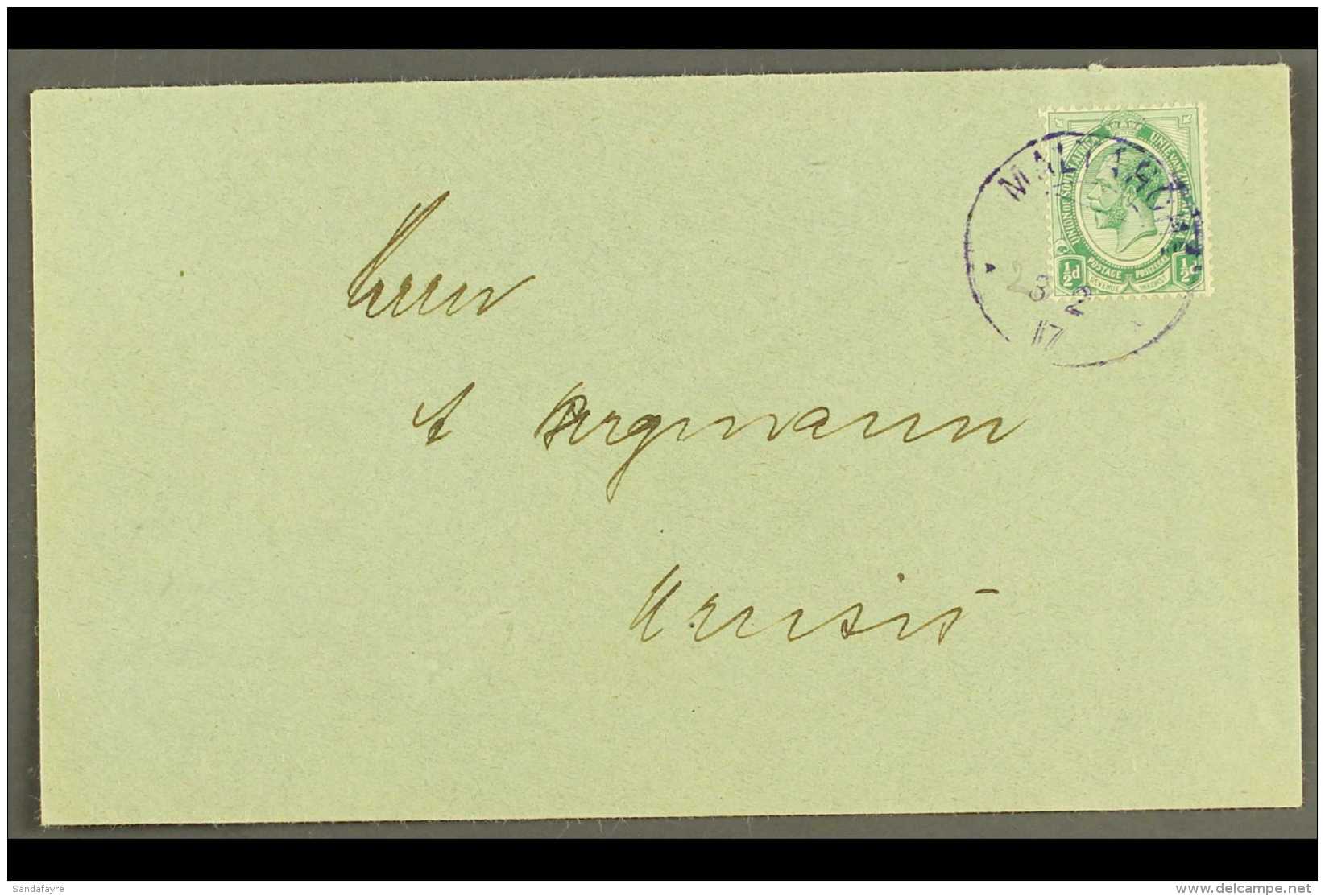 1917 (23 Feb) Cover Bearing &frac12;d Union Stamp Tied By Fine "MALTAHOHE" Violet Cds Postmark, Putzel Type B2 Oc,... - Afrique Du Sud-Ouest (1923-1990)