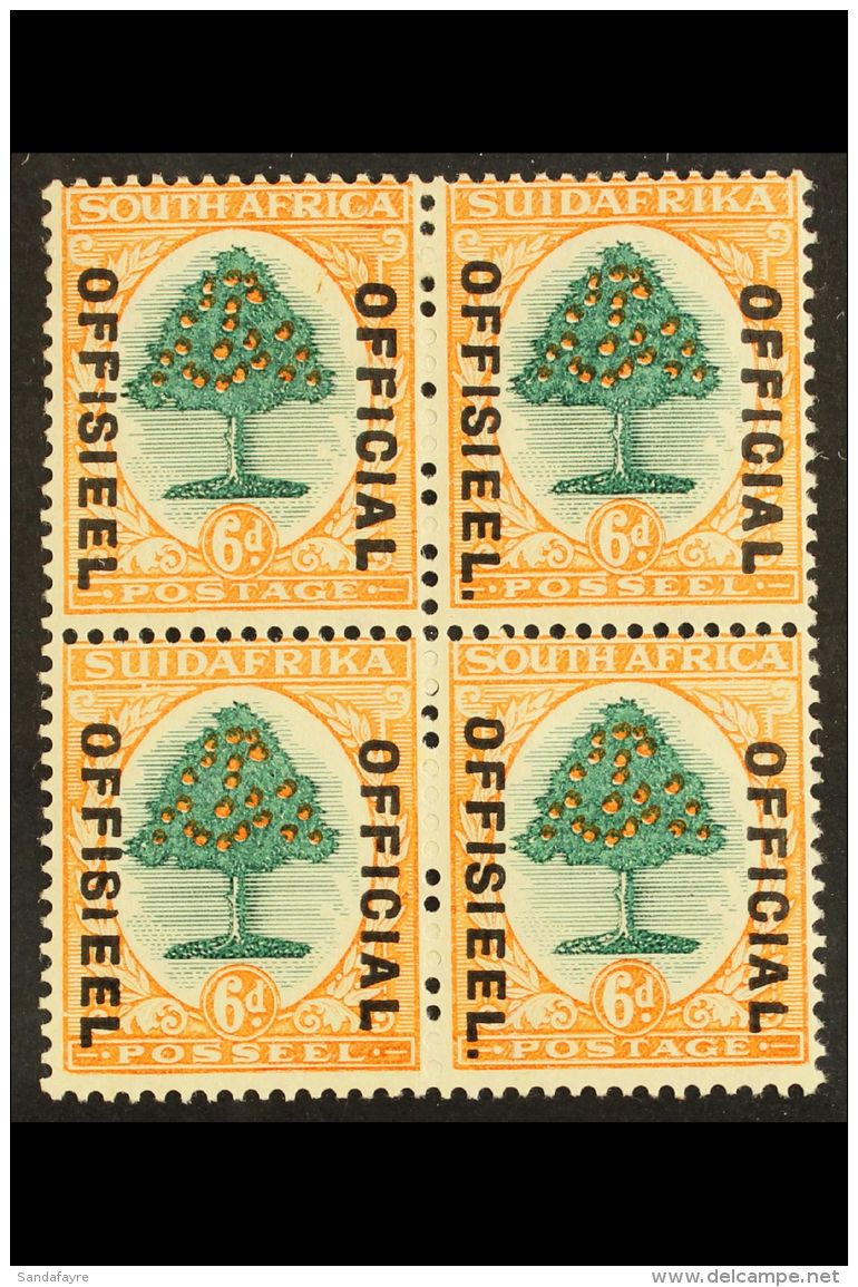 OFFICIAL VARIETY 1930-47 6d Stop Varieties On English &amp; Afrikaans Stamps, SG O16a/b, Very Fine Mint Block Of... - Zonder Classificatie
